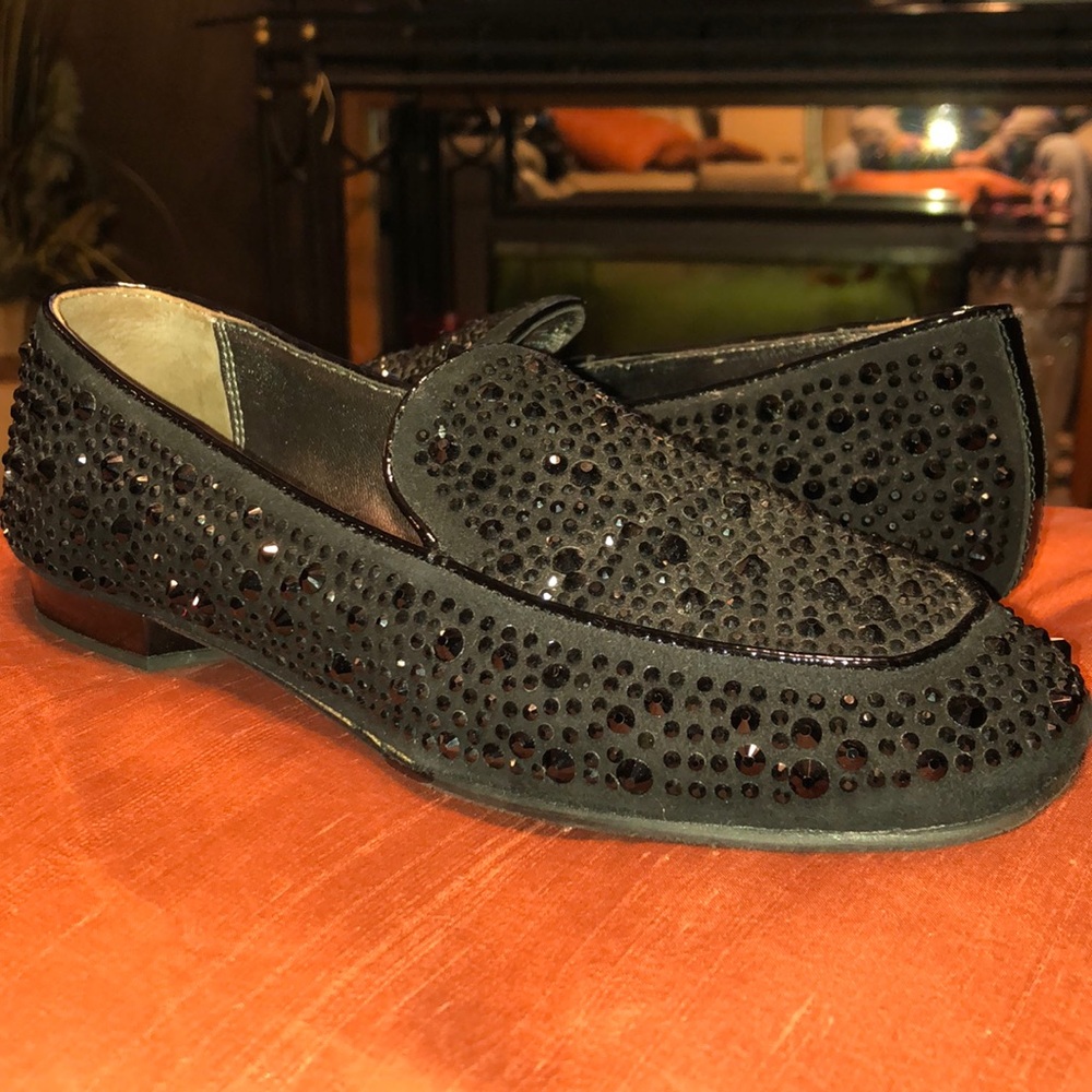 Glamorous black rhinestone slipper moccasin loafer